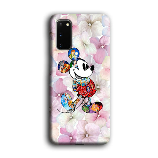 Mickey Colored on Flower Samsung Galaxy S20 3D Case