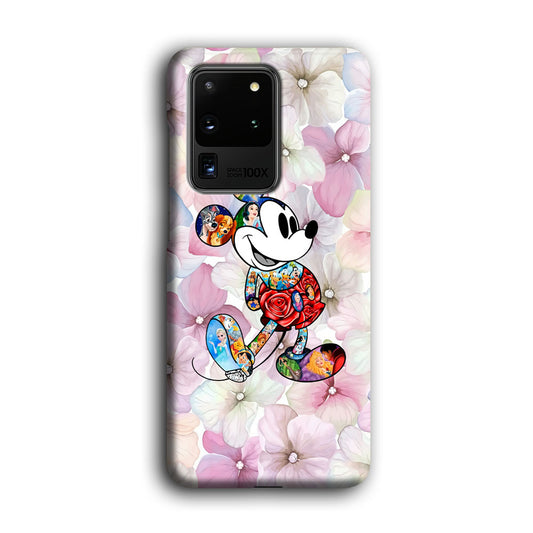 Mickey Colored on Flower Samsung Galaxy S20 Ultra 3D Case