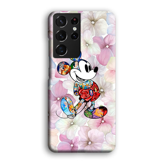 Mickey Colored on Flower Samsung Galaxy S21 Ultra 3D Case