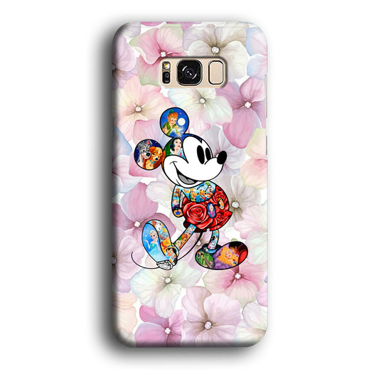 Mickey Colored on Flower Samsung Galaxy S8 3D Case