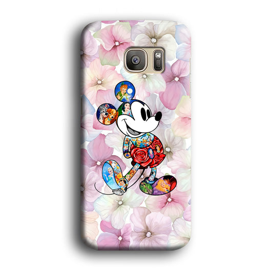 Mickey Colored on Flower Samsung Galaxy S7 Edge 3D Case