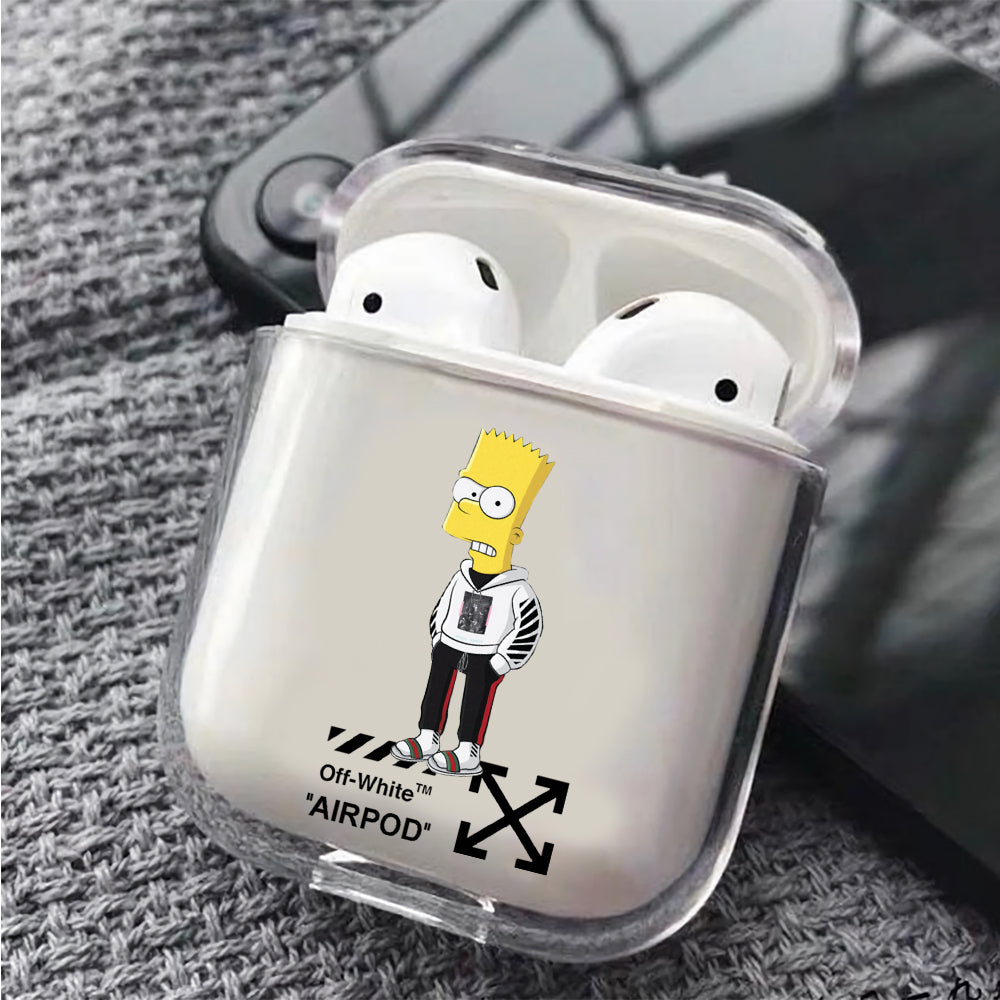 Off White Airpod with Bart Protective Clear Case Cover For Apple Airpods
