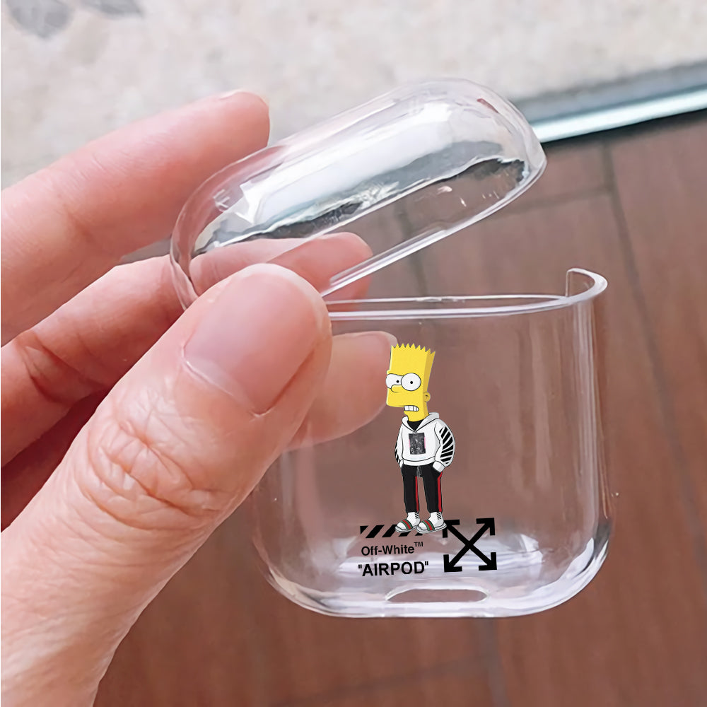 Off White Airpod with Bart Protective Clear Case Cover For Apple Airpods
