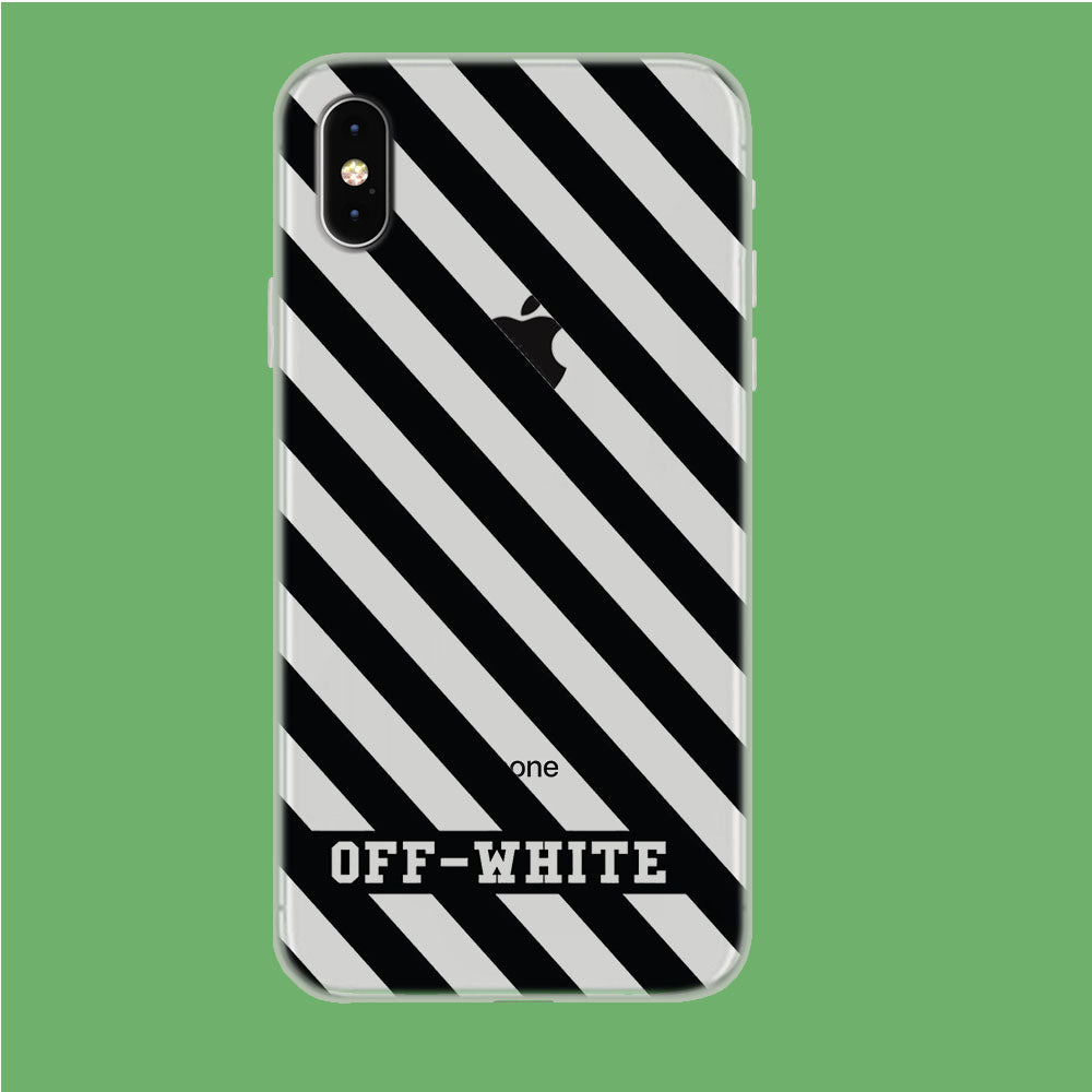 Off White Simple Strip iPhone Xs Max Clear Case