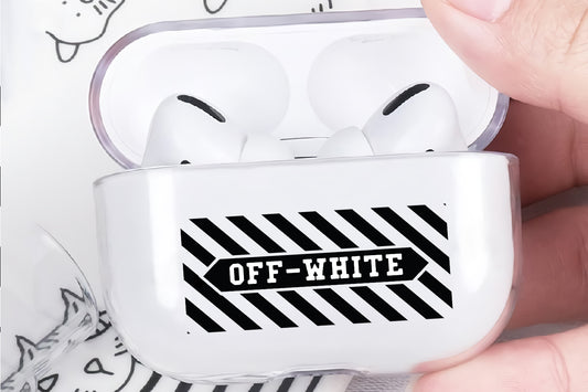Off White Slice in Emblem Protective Clear Case Cover For Apple Airpod Pro