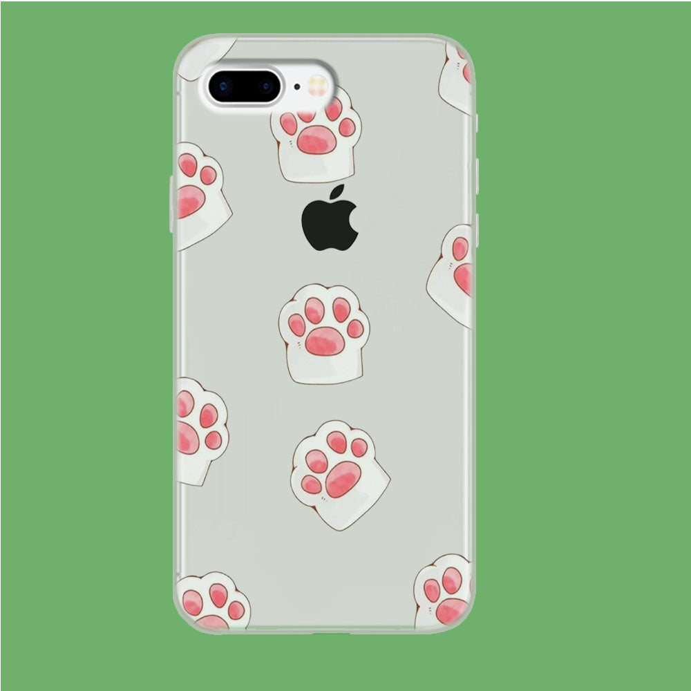 Pink Trace Cat's Feet iPhone 8 Plus Clear Case