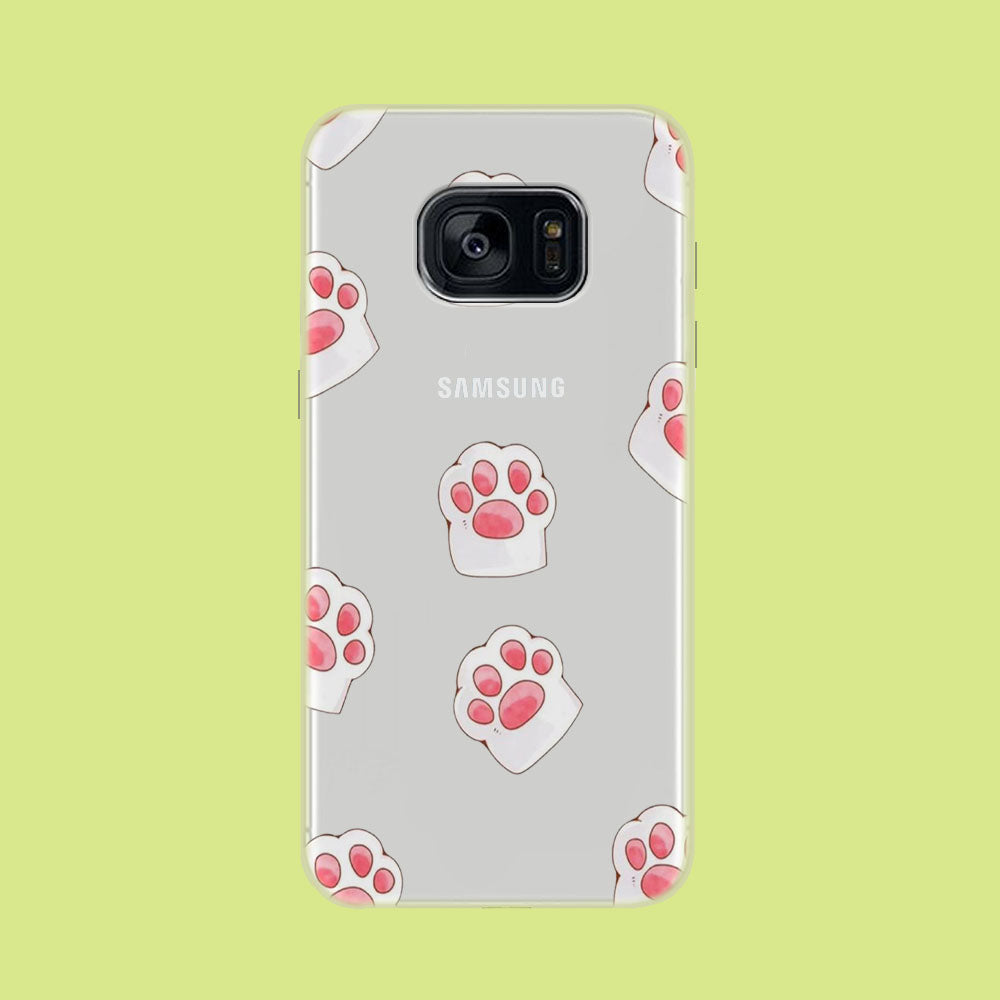 Pink Trace Cat's Feet Samsung Galaxy S7 Clear Case