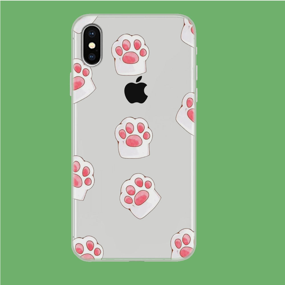 Pink Trace Cat's Feet iPhone X Clear Case