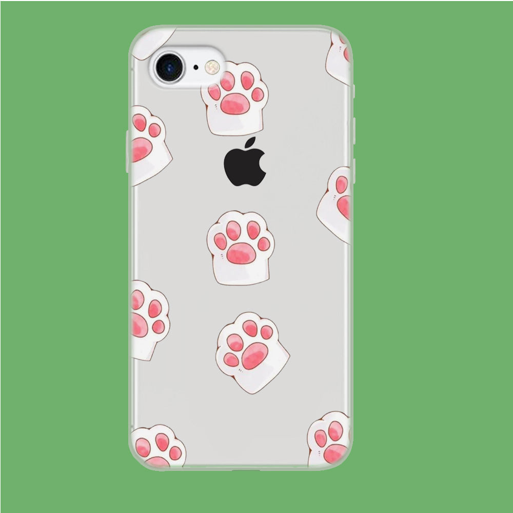 Pink Trace Cat's Feet iPhone 7 Clear Case