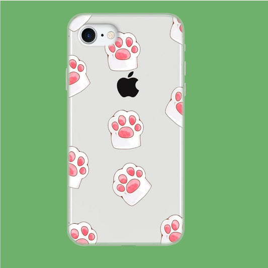 Pink Trace Cat's Feet iPhone 8 Clear Case