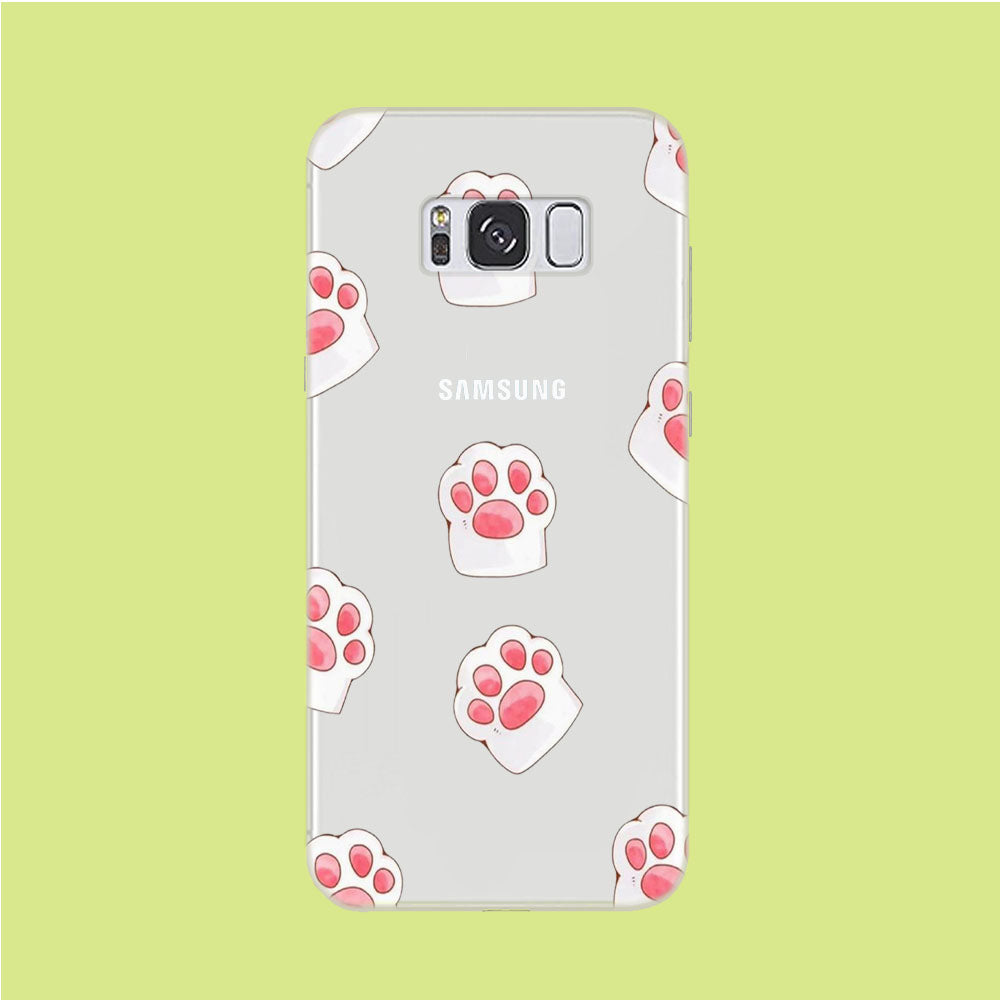 Pink Trace Cat's Feet Samsung Galaxy S8 Clear Case