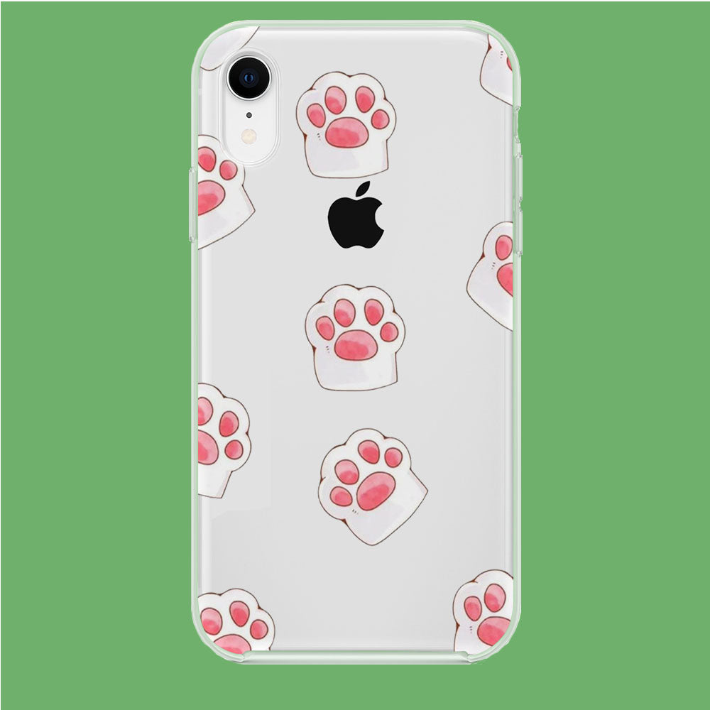 Pink Trace Cat's Feet iPhone XR Clear Case