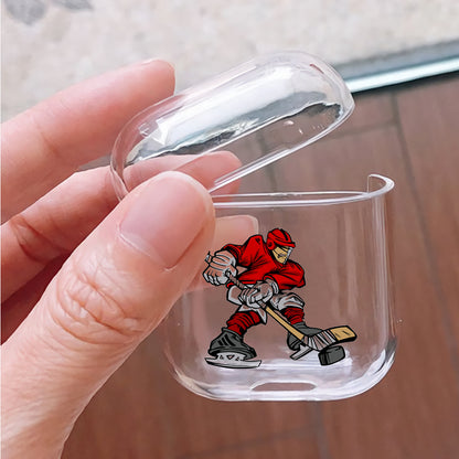 Playing Ice Hockey Protective Clear Case Cover For Apple Airpods