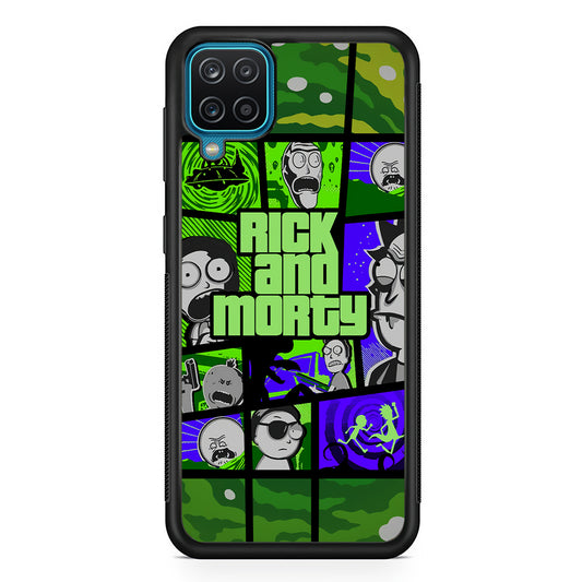 Rick and Morty Shapes of Gaming Samsung Galaxy A12 Case