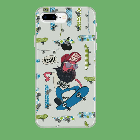 Skate Beard Man iPhone 8 Plus Clear Case