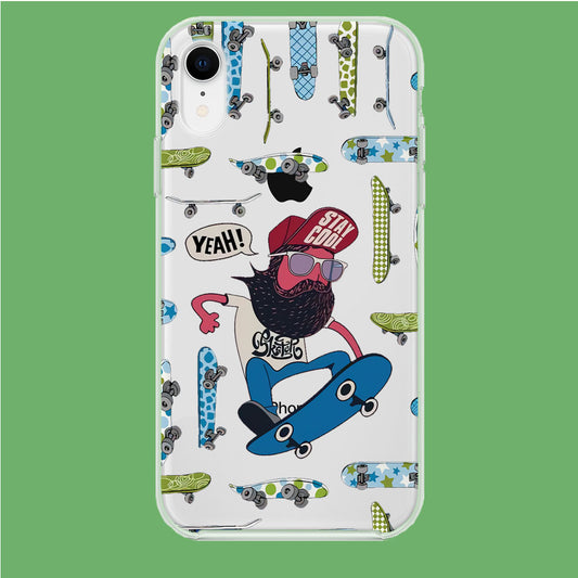 Skate Beard Man iPhone XR Clear Case