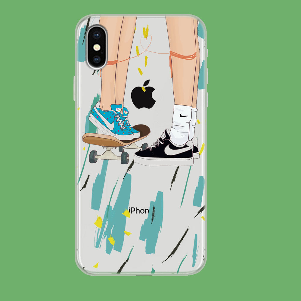 Skate With Love iPhone Xs Clear Case