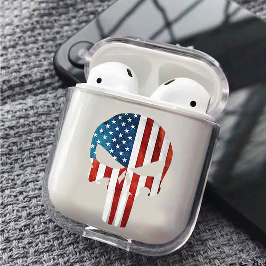 Skull Head American Taste Protective Clear Case Cover For Apple Airpods