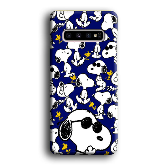 Snoopy Collage in Blue Samsung Galaxy S10 3D Case