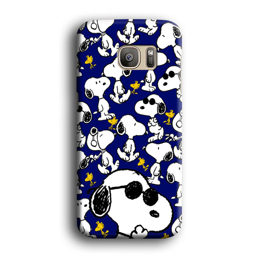 Snoopy Collage in Blue Samsung Galaxy S7 Edge 3D Case