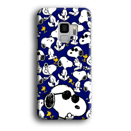 Snoopy Collage in Blue Samsung Galaxy S9 3D Case