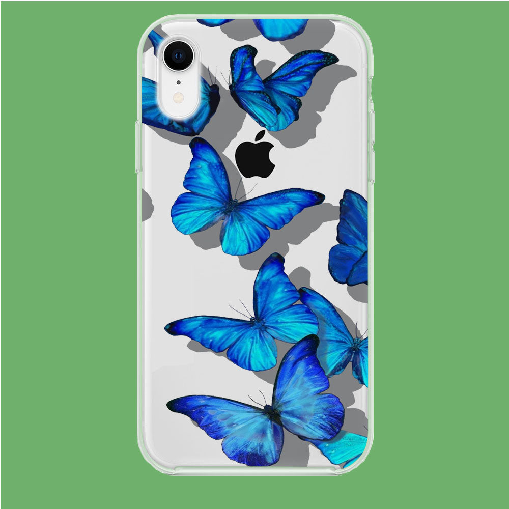 Sparkling Blue Butterfly iPhone XR Clear Case