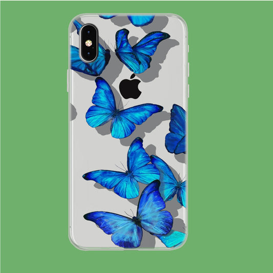Sparkling Blue Butterfly iPhone Xs Max Clear Case