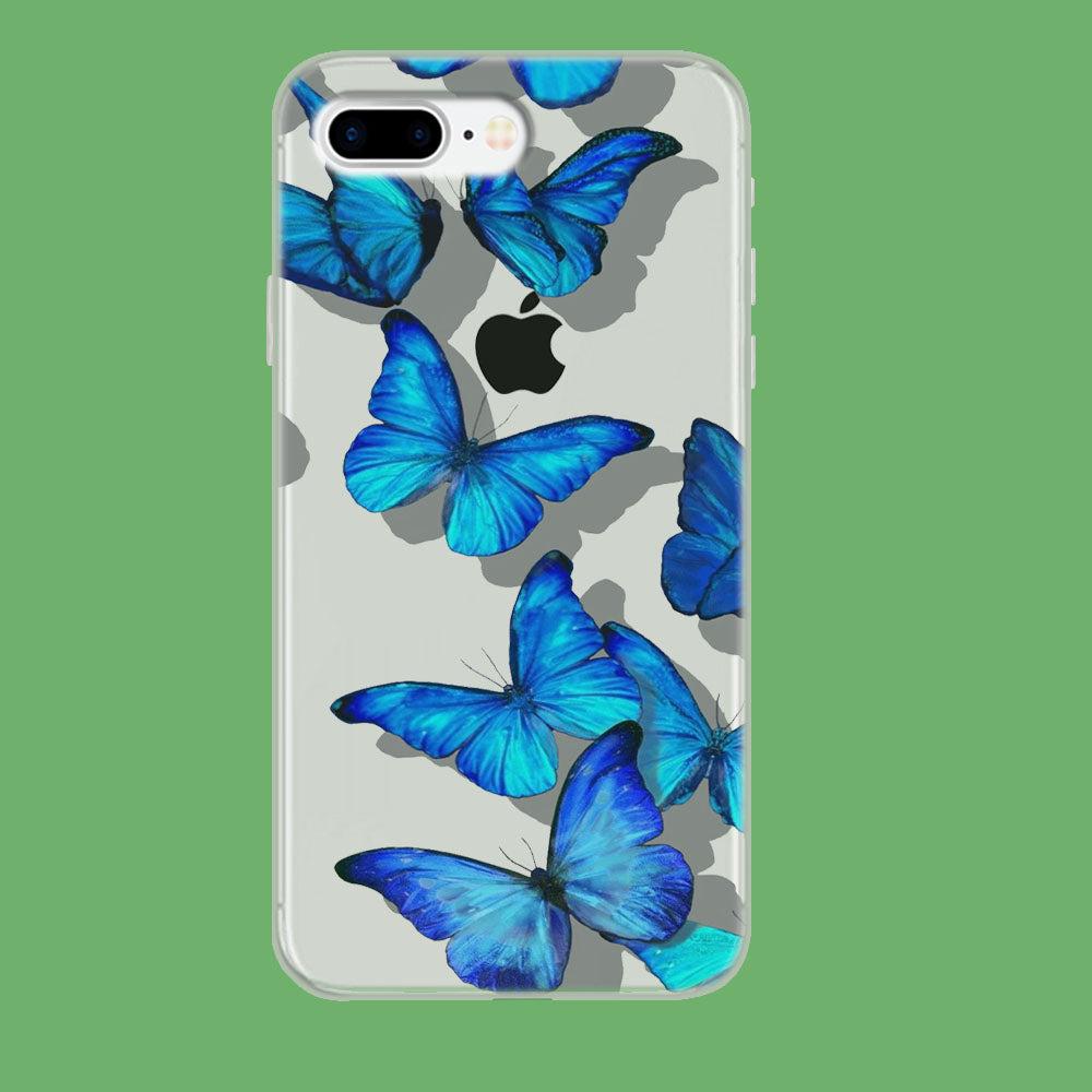 Sparkling Blue Butterfly iPhone 8 Plus Clear Case