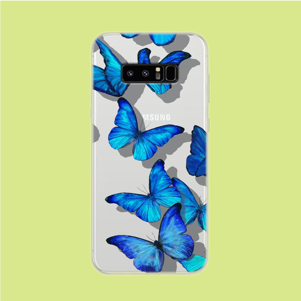 Sparkling Blue Butterfly Samsung Galaxy Note 8 Clear Case