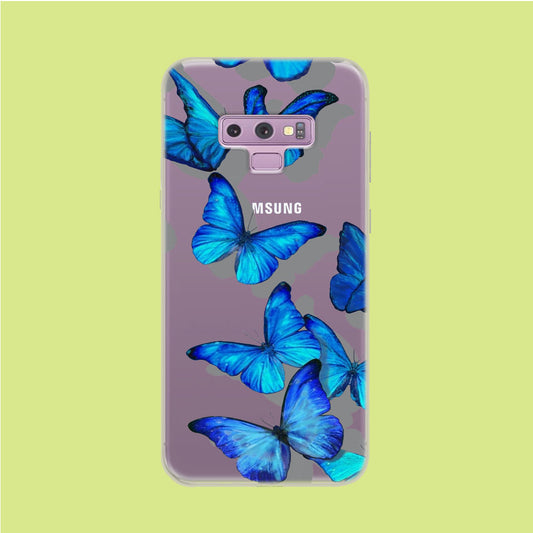 Sparkling Blue Butterfly Samsung Galaxy Note 9 Clear Case