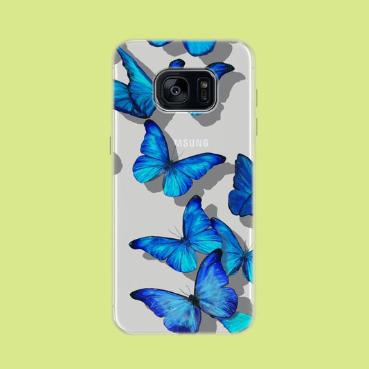 Sparkling Blue Butterfly Samsung Galaxy S7 Edge Clear Case