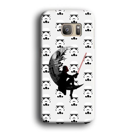 Starwars Darth Vader and City in The Moon Samsung Galaxy S7 Edge 3D Case