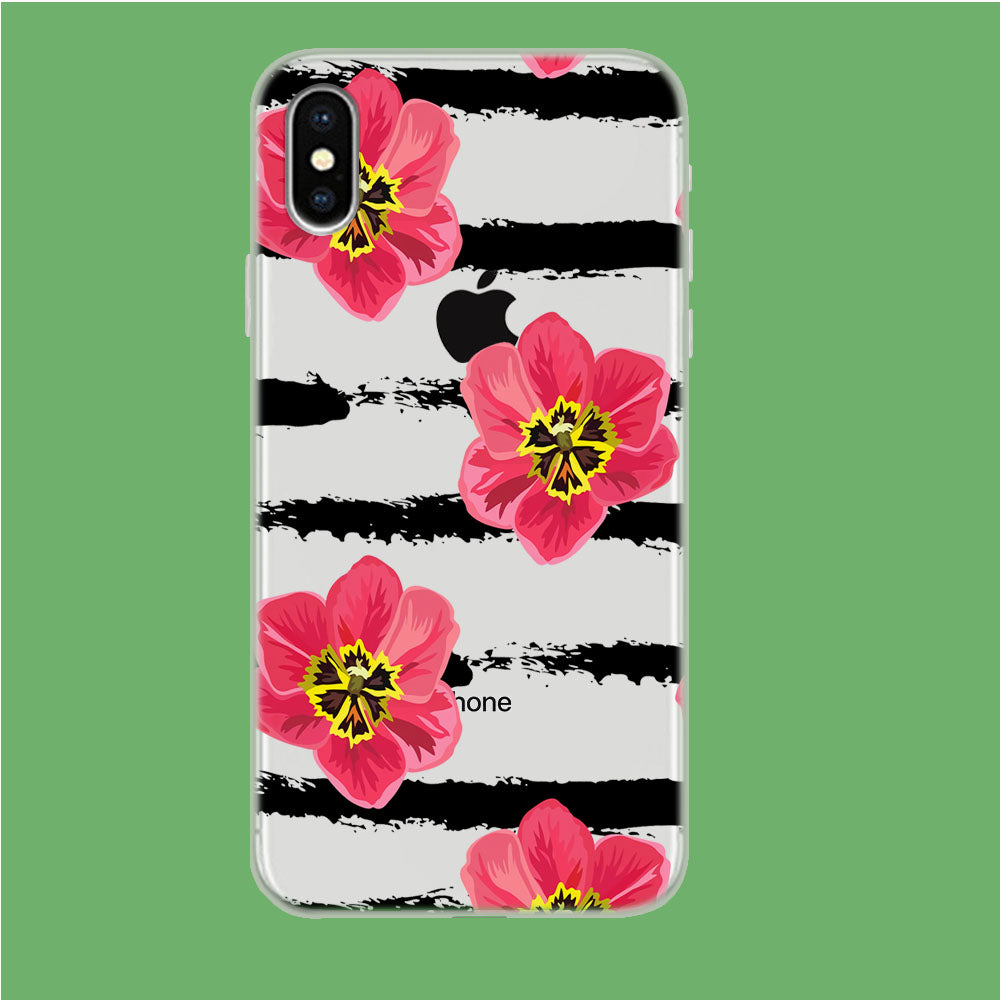 Strip Floral Solely iPhone Xs Clear Case