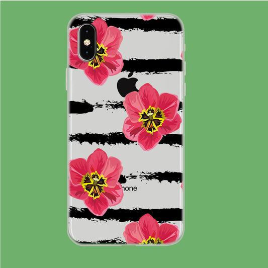 Strip Floral Solely iPhone Xs Max Clear Case