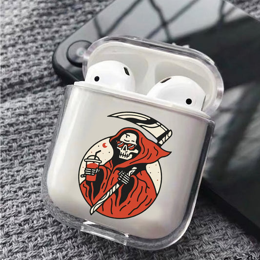 Tired Skull Protective Clear Case Cover For Apple Airpods