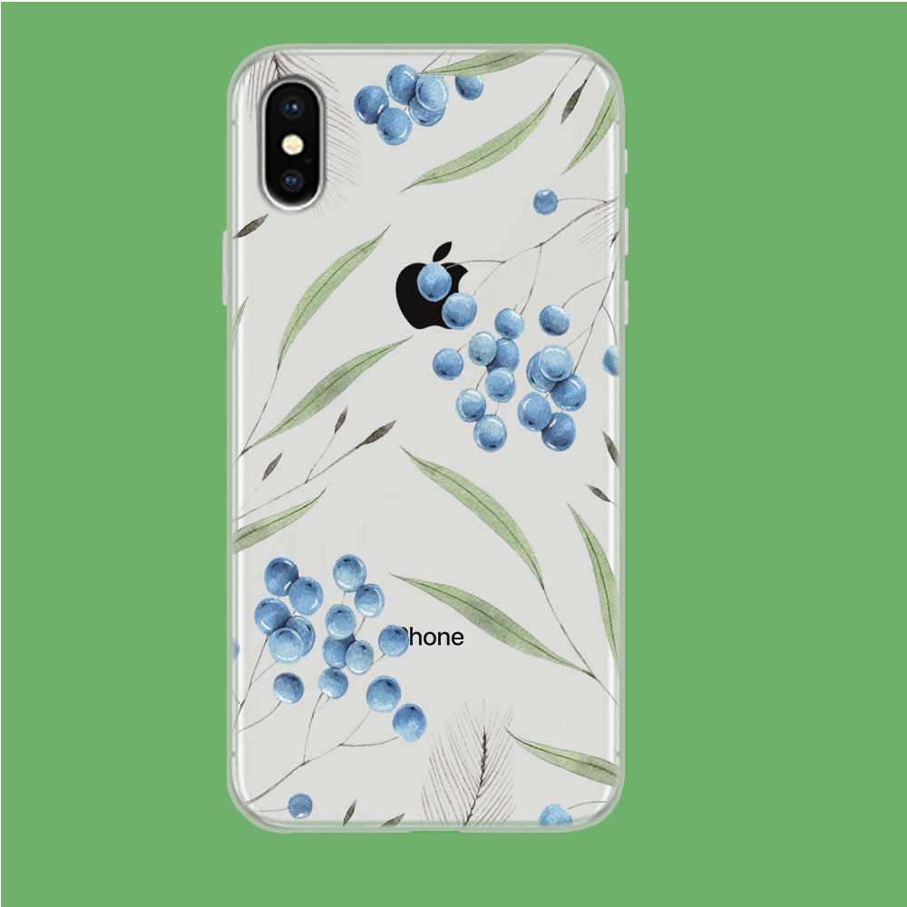 Trees and Blue Cherry iPhone Xs Clear Case