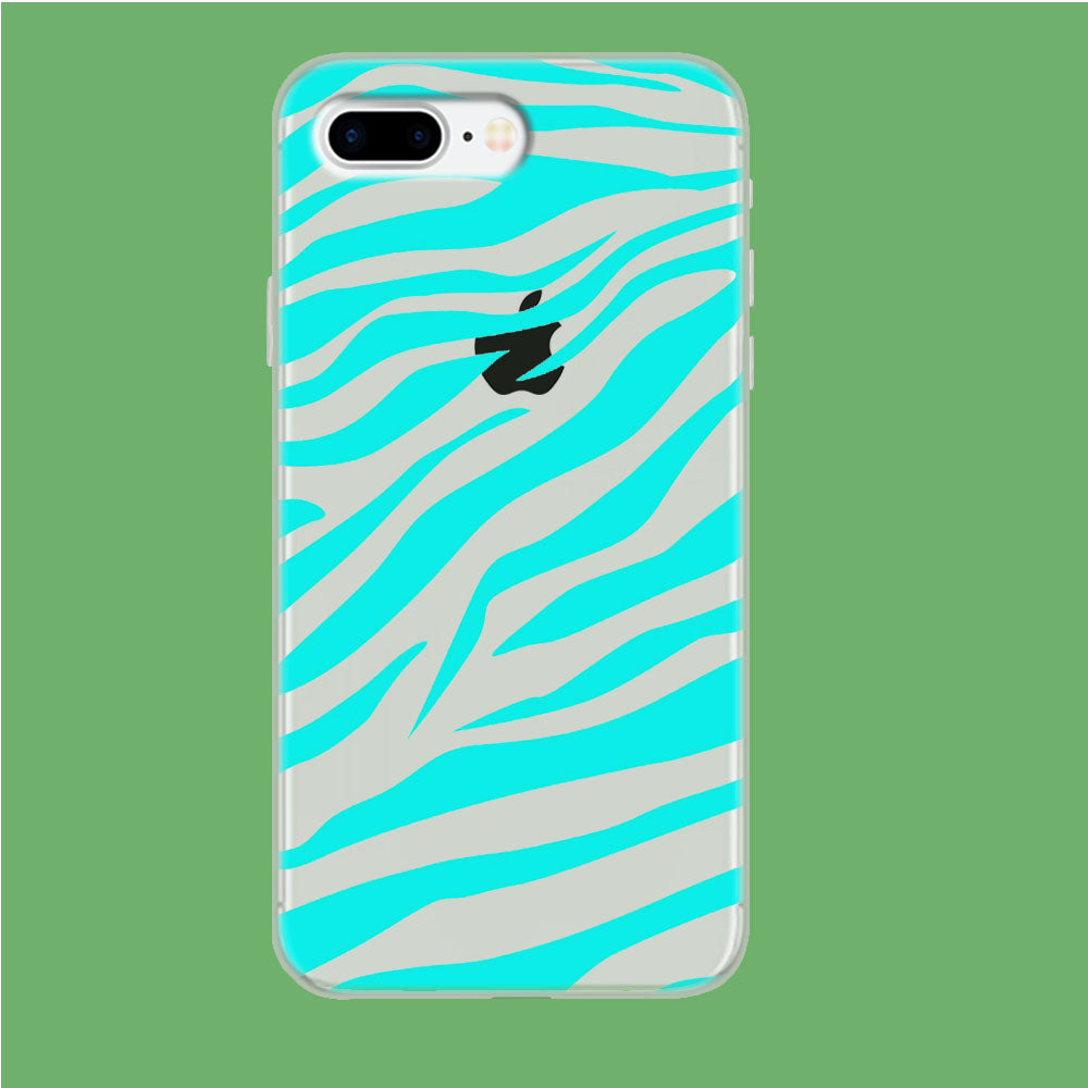 Zebra Patern Green Light iPhone 8 Plus Clear Case