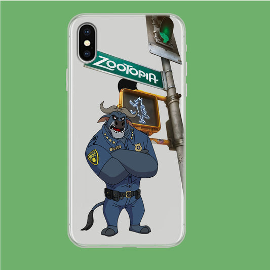 Zootopia Chief Bogo Traffic Allert iPhone X Clear Case